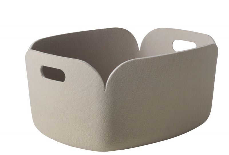 Muuto Restore Aufbewahrungskorb in Sand: Moderner Filzkorb für Ordnung im Wohnbereich mit praktischen Tragegriffen.